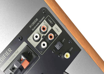 Edifier R1280DB madera conexiones